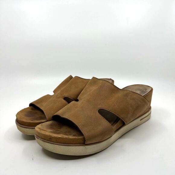 Eileen Fisher Brown Platform Leather Slip On Sandal Women's 8 US - Picture 1 of 9